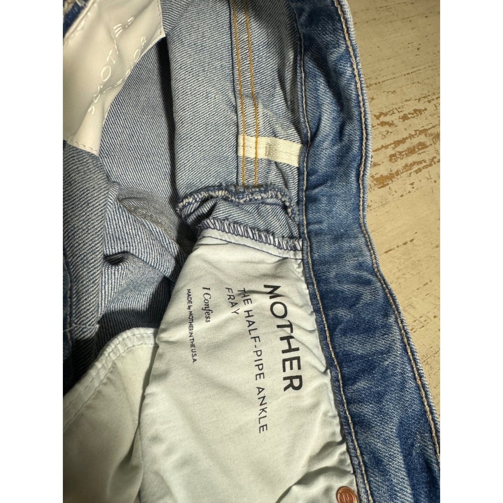 Mother Superior The Half-Pipe Ankle Fray Jeans I Confess Blue Wide Leg Size 31 - Picture 5 of 10
